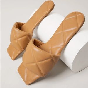 Quilted Square Toe Sandals